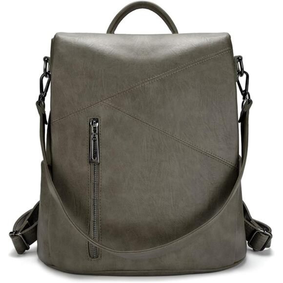 Backpack, Fashion PU Leather Bag Olive Green Backpacks